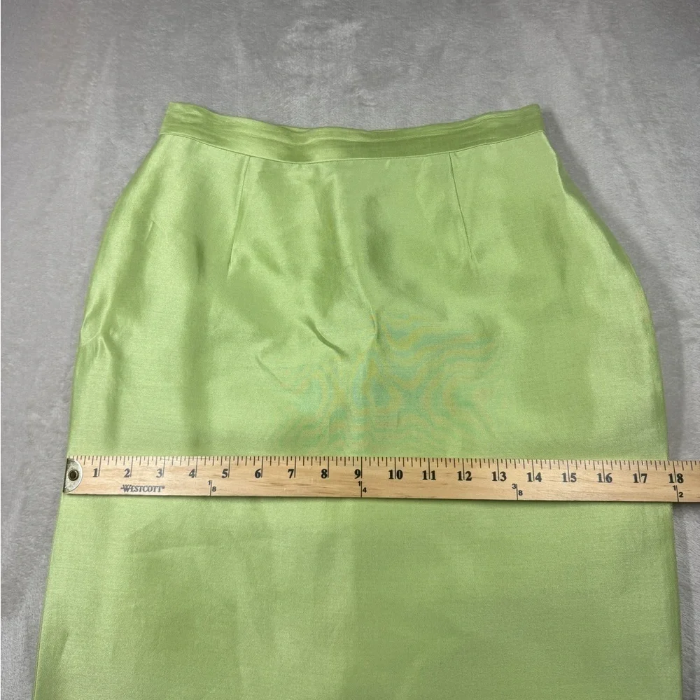 Rare Vintage Gemma Kahng New York Green Silk Cotton Blend Blazer Skirt Set 8